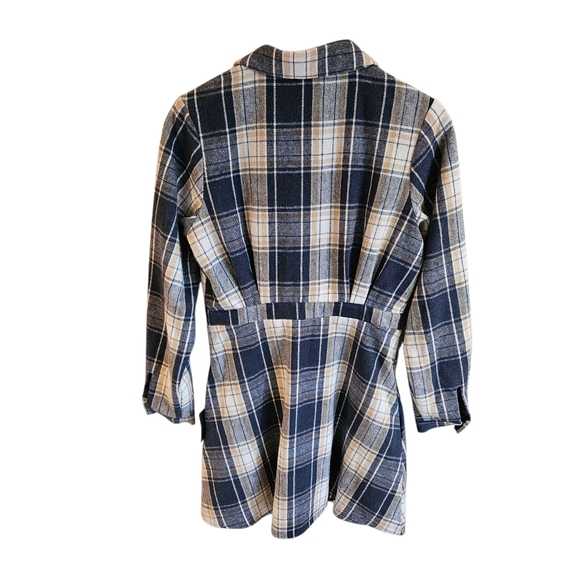 Lulus Next Door Darling Blue Plaid Long Sleeve Mini Dress With Pockets NWT - Picture 7 of 11
